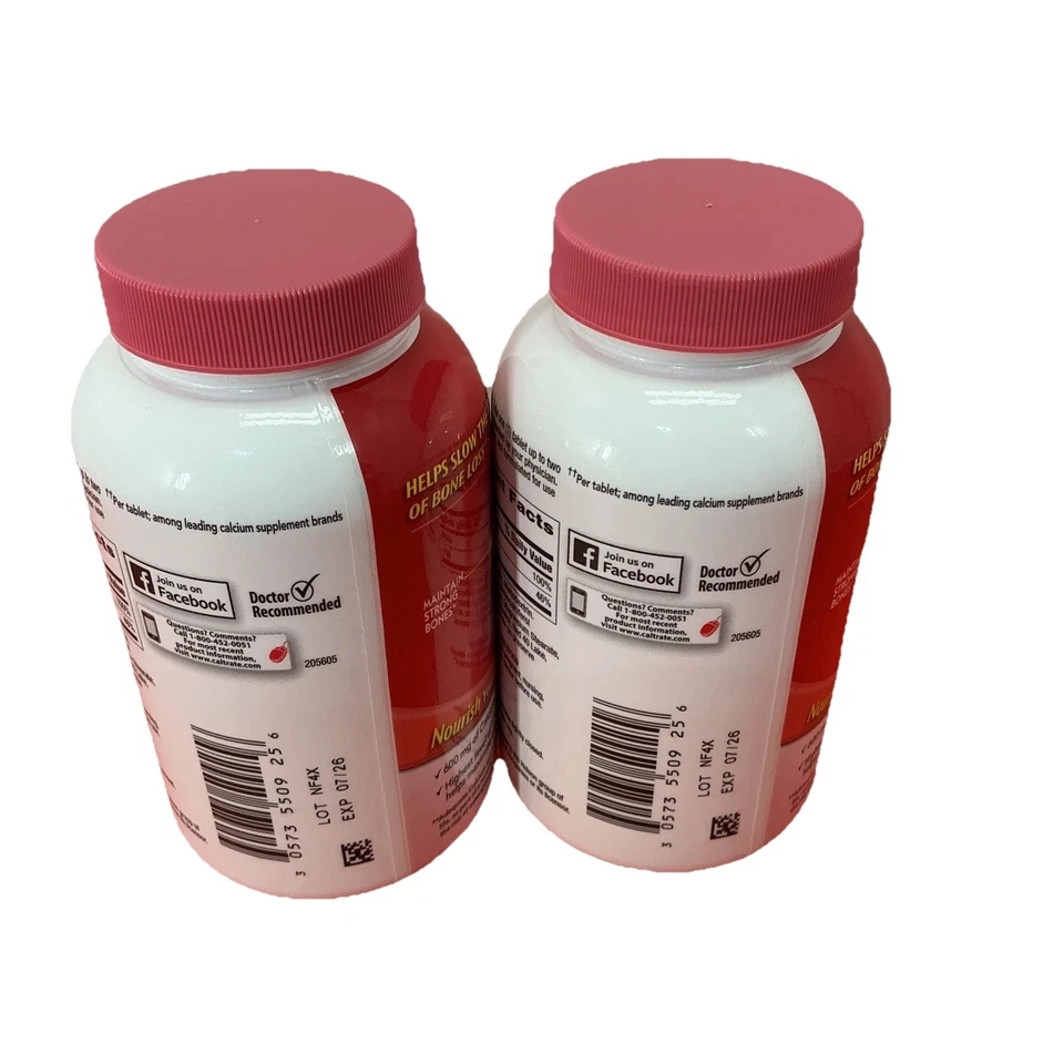 Paquete de 2 Caltrate Bone Health 600 + D3 Bone Strength Calcio 200ct (07/2026) Foto 2 de 4