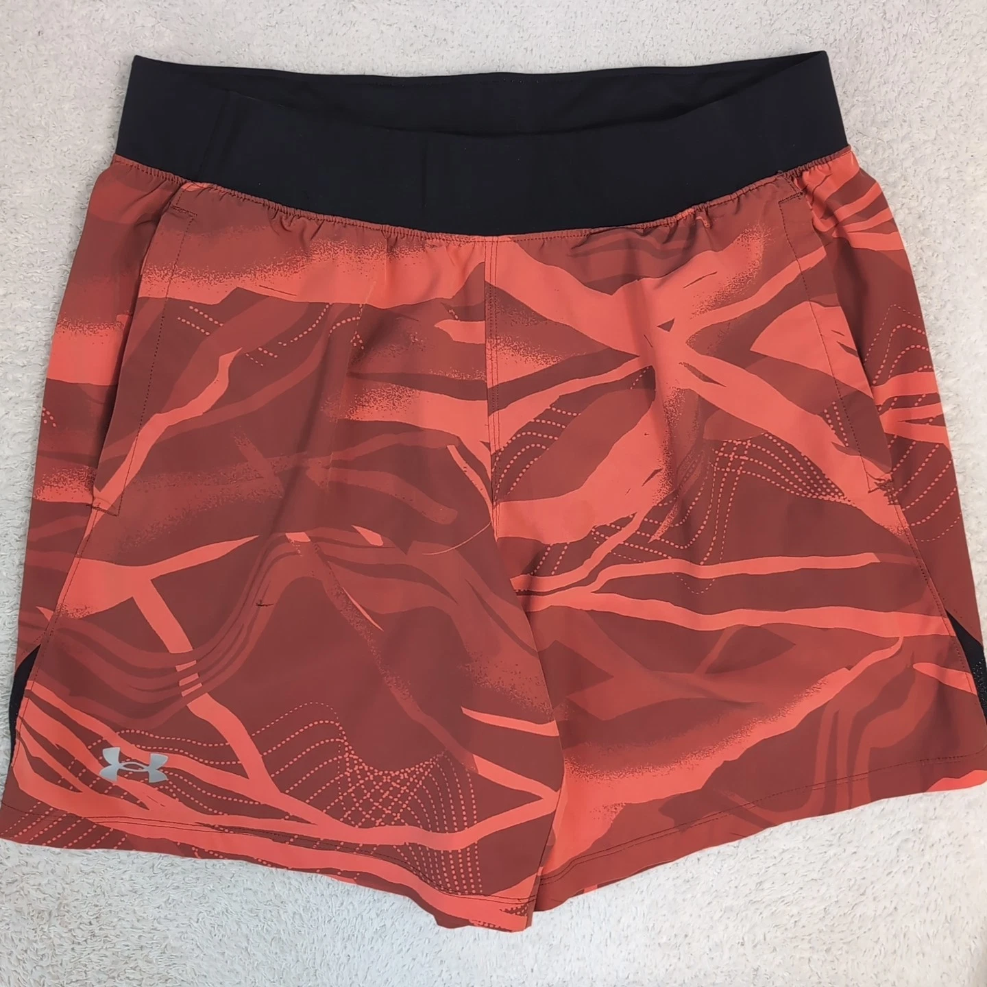Under Armour SpeedPocket Mens L 7” Lined Running Shorts 1373488 Red Orange $55