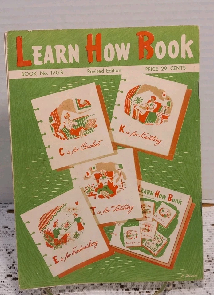 Coats & Clarks Learn How Book 1959 Crochet Knitting Embroidery Tatting 170-B Foto 4 de 4