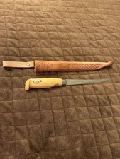 RARE Rapala J. Marttiini Hunting Fish Fillet Knife with Leather Sheath NOS 