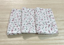 HANDMADE SET OF 3 CROCHET COTTON DISH CLOTHS OR WASH CLOTHS 8.5x8.5 INCHES NEW 