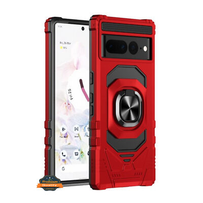 For Google Pixel 7 / 7 Pro Hybrid Magnetic Car Mount Ring Stand Armor Case Cover