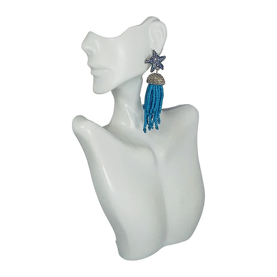 Pendientes colgantes largos de medusa azul Betsey Johnson cristal cangrejo alta costura Foto 4 de 4