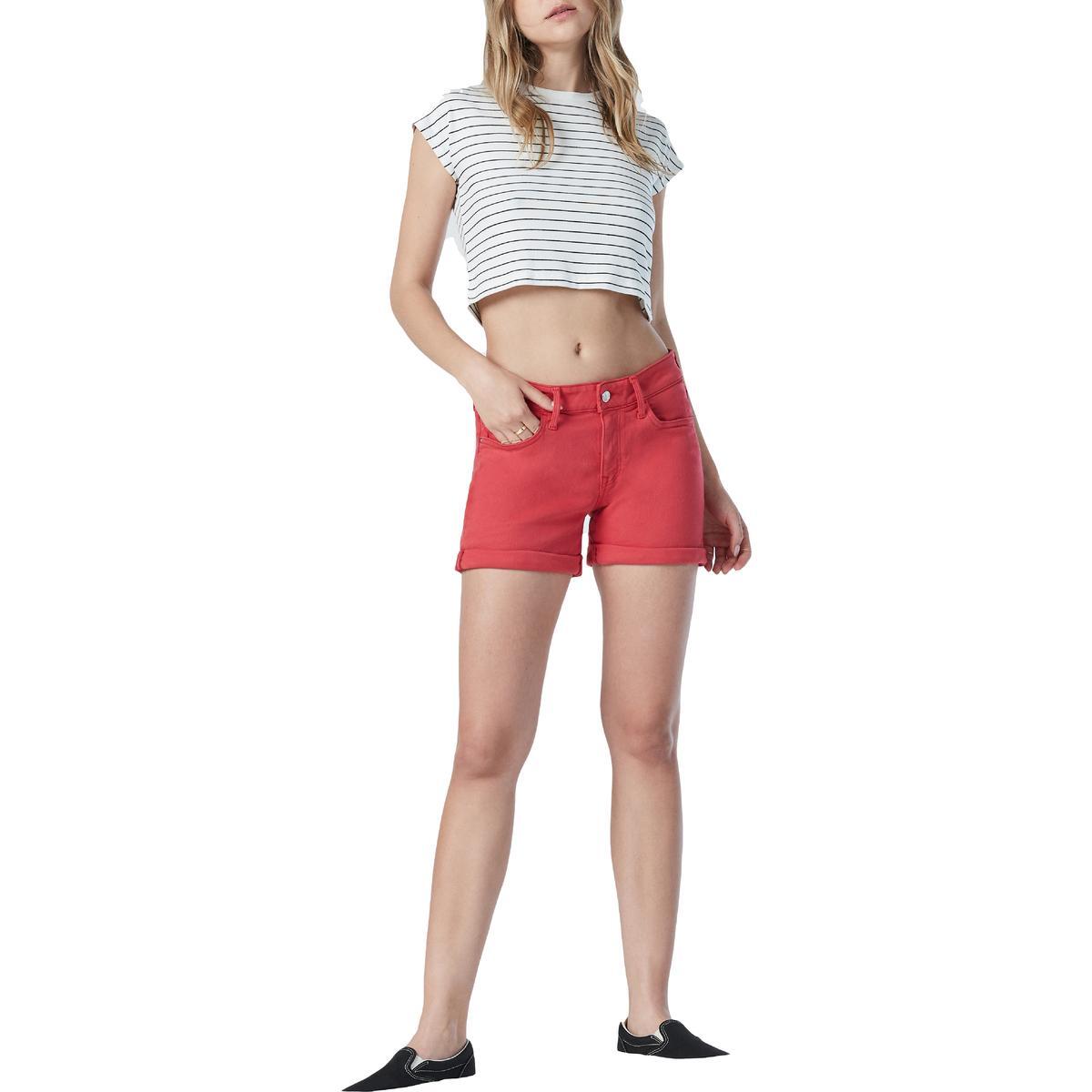 Mavi Womens Sara Red MidRise Boyfriend Cuffed Denim Shorts 28 7814 eBay
