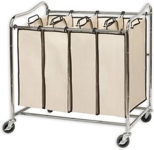 Sturdy Chrome Laundry Hamper With Durable Bags And Heavy Duty Castors