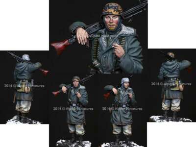 Alpine Miniatures SS MG 42 Gunner, Resin kit 16023,  Scupt by John Rosengrant