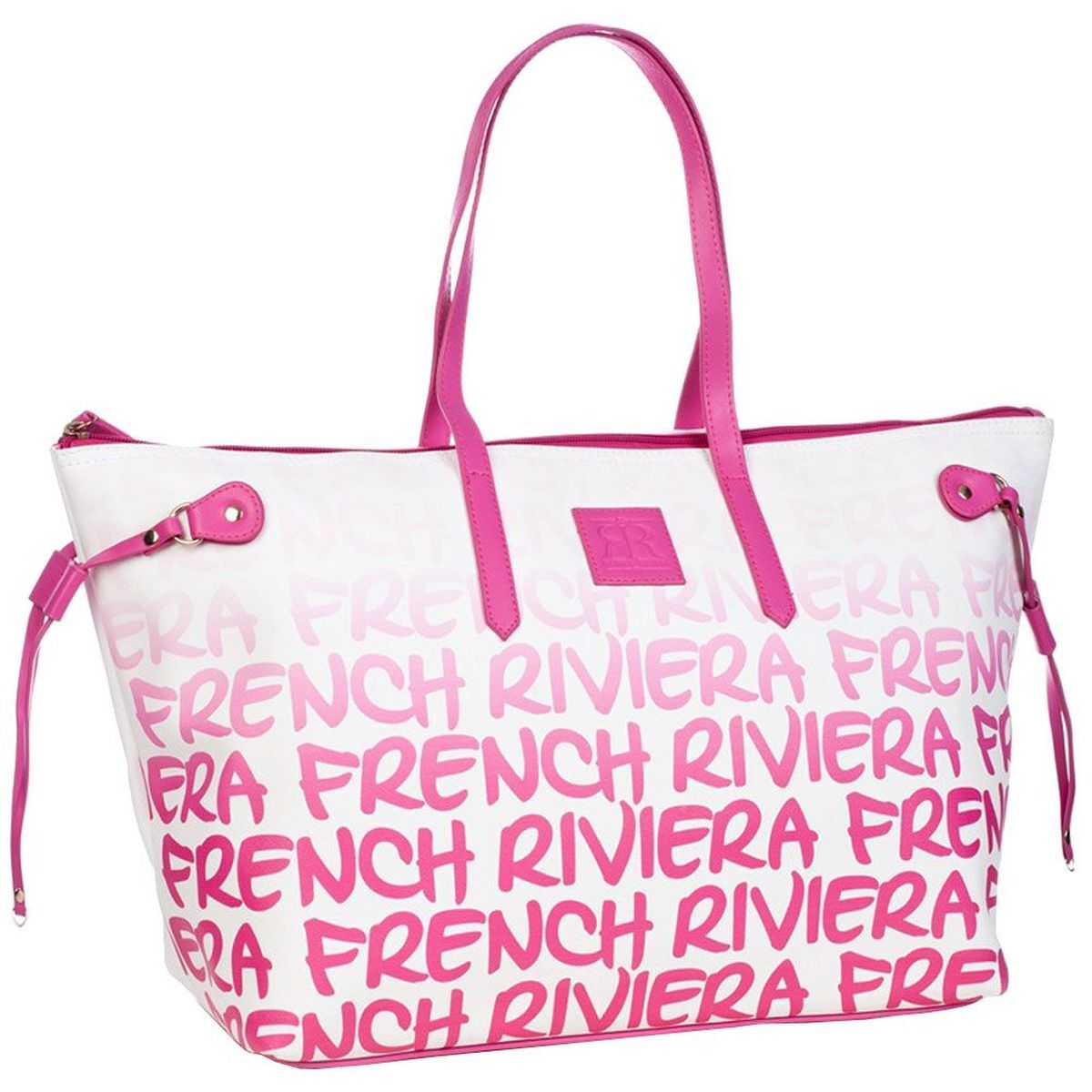 Grand Cabas Shopping French Riviera - Blanc Et Rose, ROBIN RUTH, Neuf Avec étiquettes