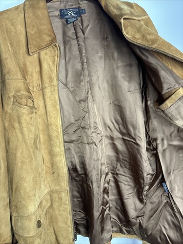 RRL Ralph Lauren Chino Lamb Suede Mercer Leather Belted Military Jacket SizeXL - Picture 7 of 24