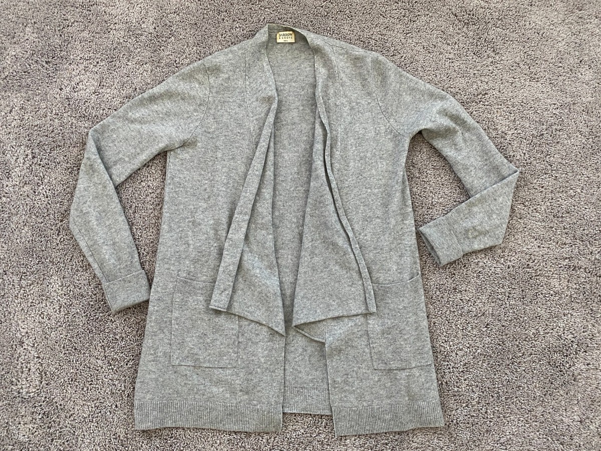 Barrow Grove Cardigan Womens Small Open Front 100% Cashmere Gray