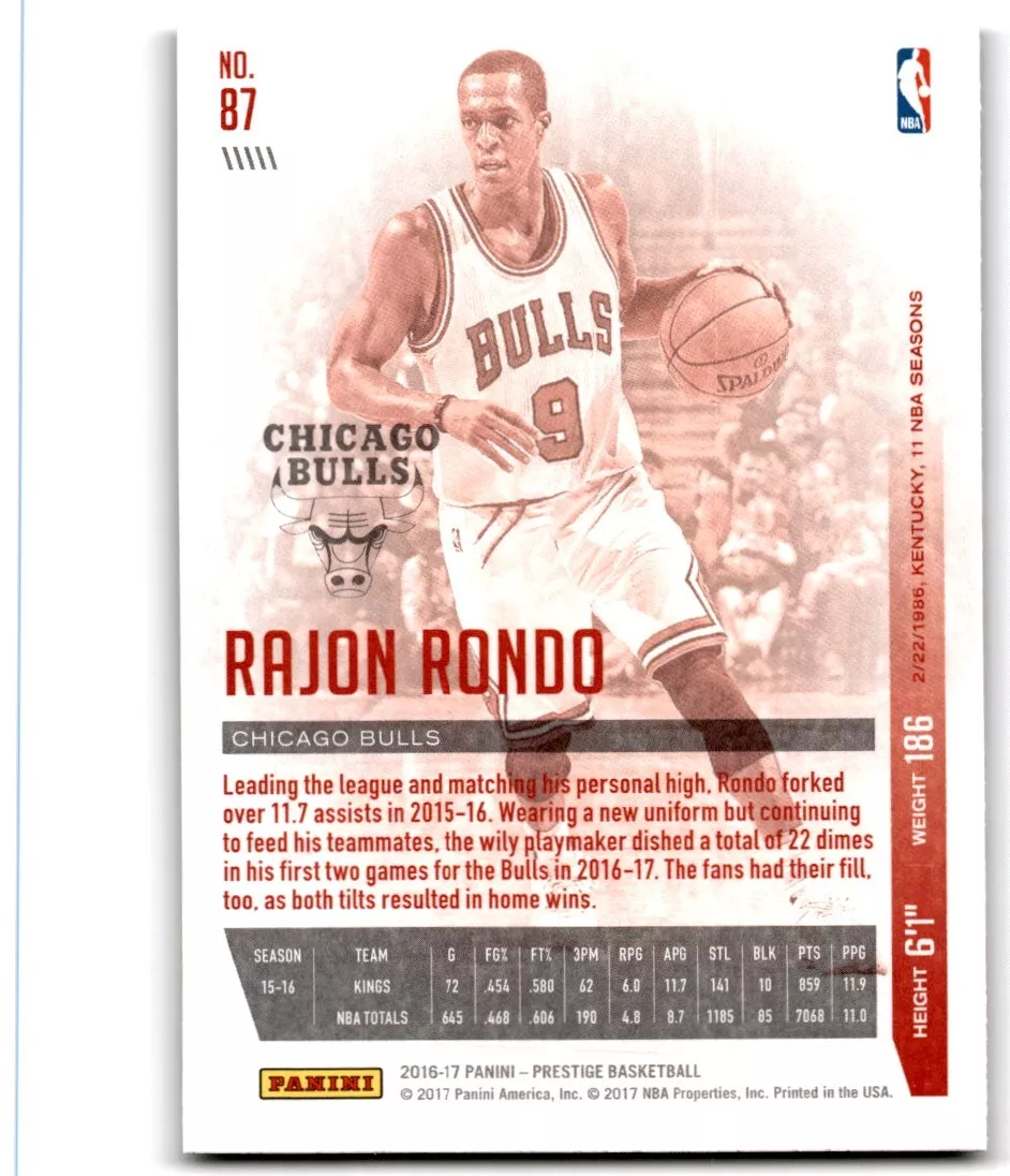 2016-17 Panini Prestige Rajon Rondo Chicago Bulls #87