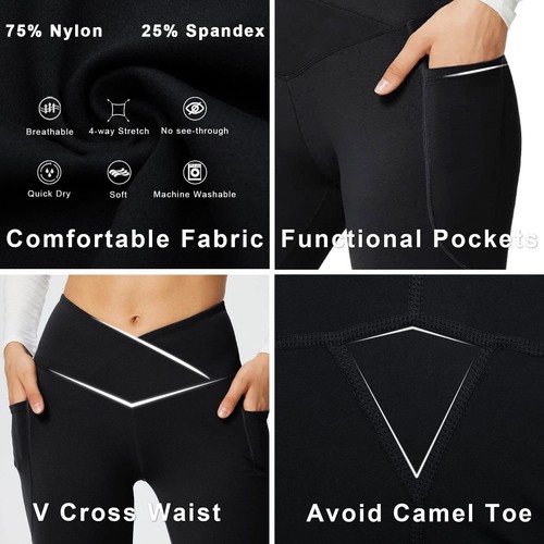 Womens Flare Yoga Pants Crossover Flare Leggings Workout Casual Bootcut Trousers - Picture 7 of 12