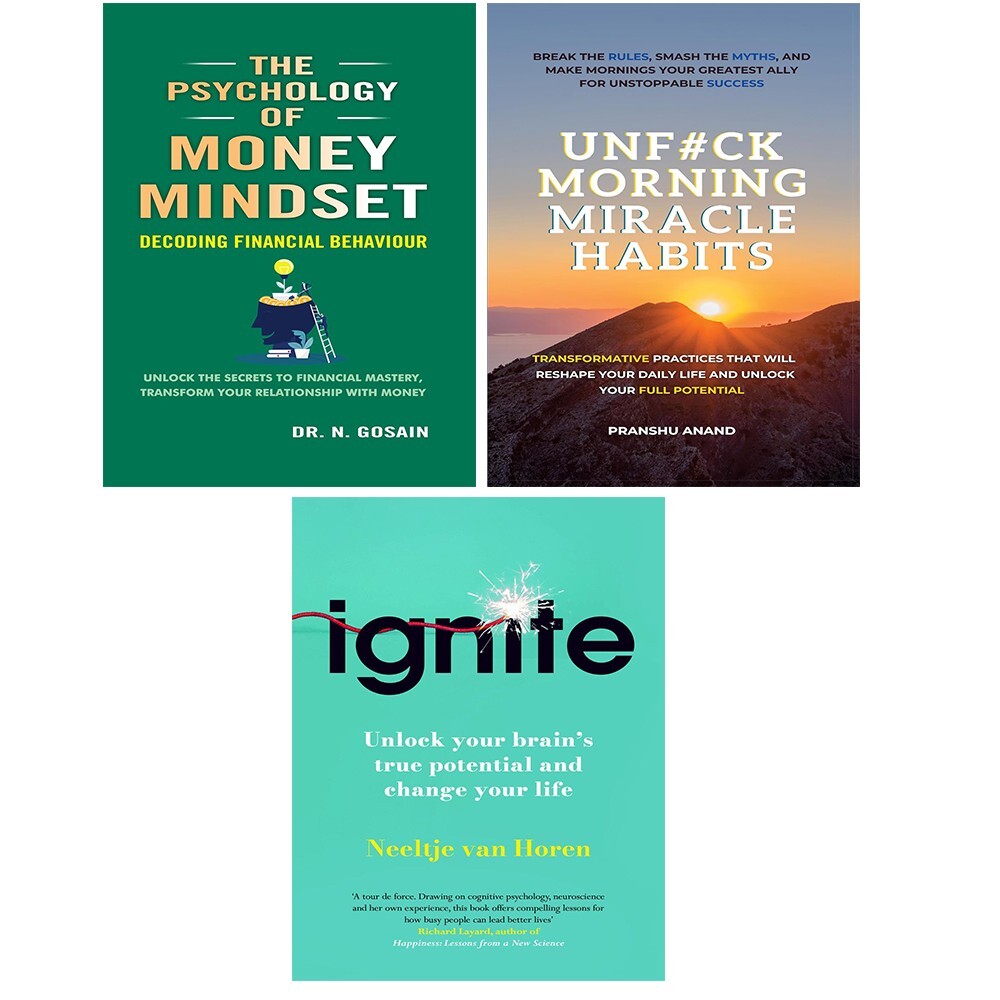 Ignite HB,Psychology of Money Mindset,UnF#ck Morning Miracle Habits 3 Books Set
