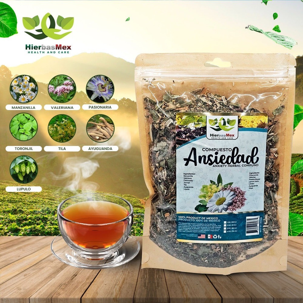 Ansiedad Compuesto Herbal 4 Onzas - HierbasMex Anxiety Herbal Compound
