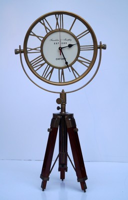 Antique brass roman numerals table clock with adjustable ...