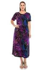 Travel Knit Dress, long A-Line, S/S, Stretchy NO-IRON poly/span.   #207