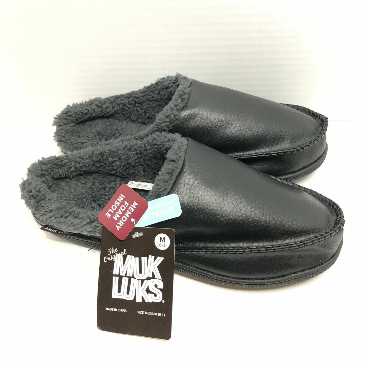MUK LUKS Pantofole da uomo Kristof, nero, Medium