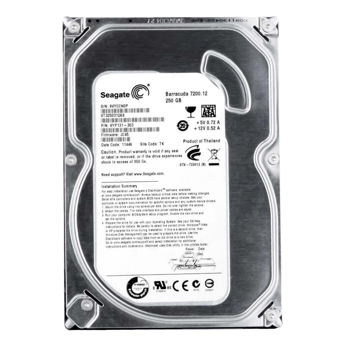 SEAGATE BARRACUDA 7200.12 250GB 7.2K 8MB SATA III 3.5 ST3250312AS