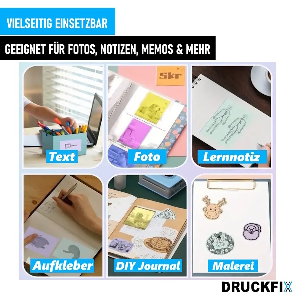 Druckfix Mini Drucker Pocket Printer For Smartphone Inkless Handy ...