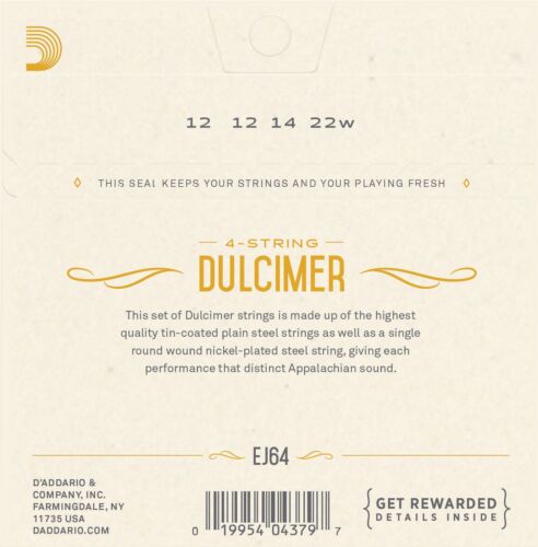 D'Addario Dulcimer Strings 5 Sets of 4-String 12-12-14-22 - Picture 3 of 5
