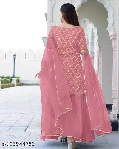 Conjunto de Sharara de aspecto atractivo con Dupatta para niñas con nuevo diseño indio para mujeres - Imagen 6 de 8