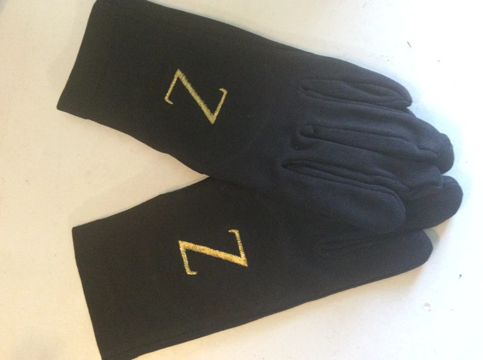 Gants coton brodés Z 4° deg franc maçon embroded masonic gloves