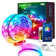 50Ft Bluetooth LED Strip Lights,Music Sync 5050 LED Light Strip RGB with Remote 