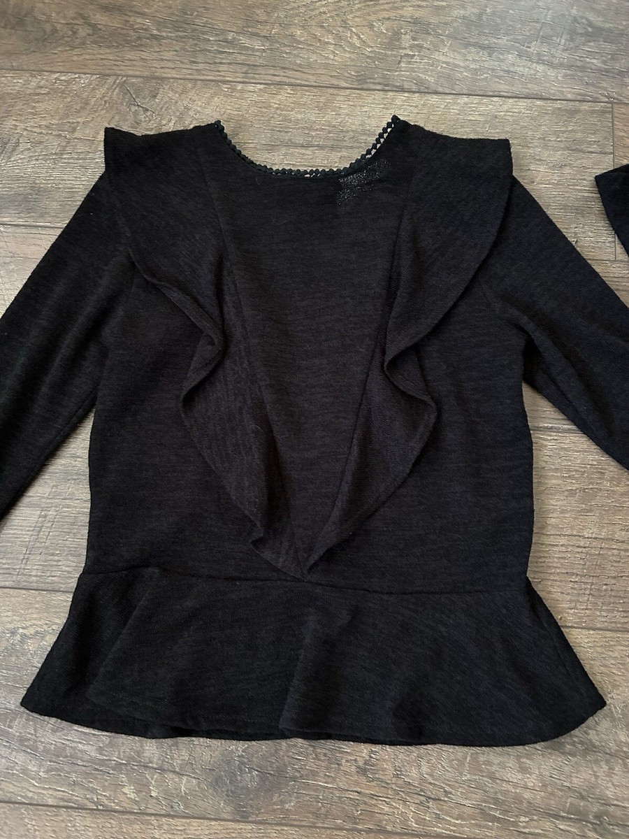 all : row Sweater - Black - Sz S - Ruffle - Long Sleeve
