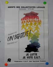 ancienne affiche politique je lutte je vote cgt n°64