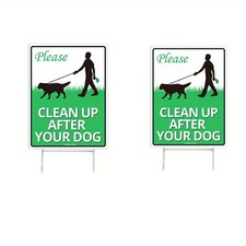 2 Pcs Clean Up After Your Dog Pet Sign No Pooping Warning Lawn Signs Metal Stake