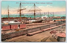Postcard Shipping Scene At Long Wharf, Oakland California Unposted