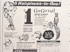 Go Go Tail Instant Glamour Hippie Beatnik Hairpiece Style Vintage Print Ad 1967