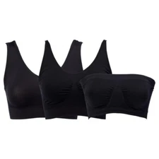 Rhonda Shear 3Pk Best of Ahh Bra Size Large Black Seamless Stretch Everyday Wear
