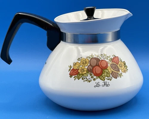 VTG Corning Ware P-104 Spice Of Life Le The 6 Cup Coffee Tea Pot Kettle with lid
