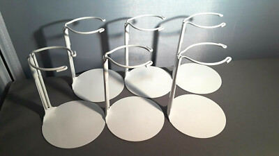 Doll Stands set of 6 White Painted Metal for Dolls 6 to 11 inches KAISER # 2001