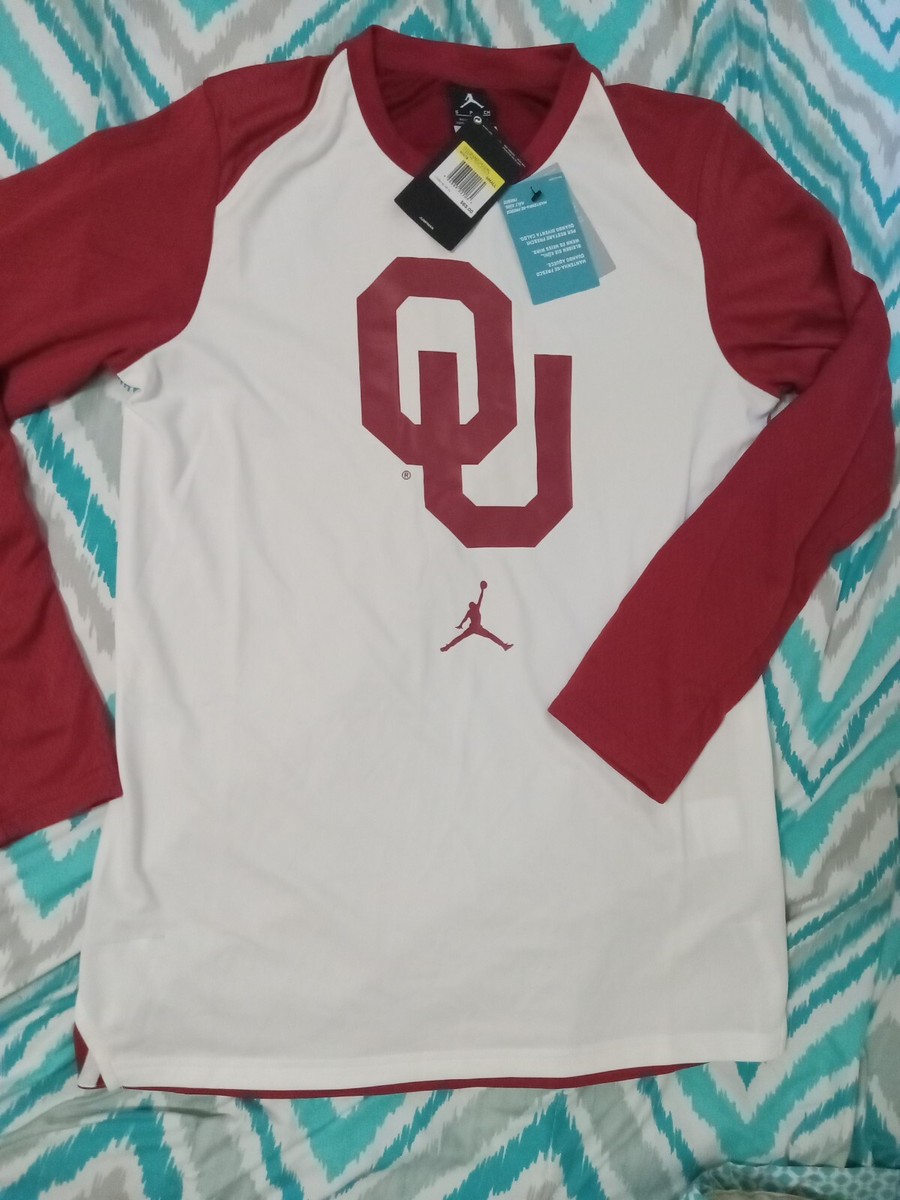 New Small Oklahoma OU Sooners Jordan Brand Pullover Long Sleeve Shirt $65  NWT