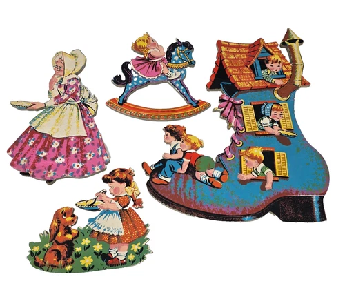 Vintage Nursery Wall Hangings "There Was an Old Woman Who Lived in a Shoe"