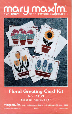 ''Floral Greeting Card Kit'' Mary Maxim Craft Kit # 7139 NEW SEALED