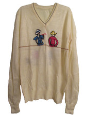 VTG embroidered front/back man  woman dog V-neck knit child sweater no tags