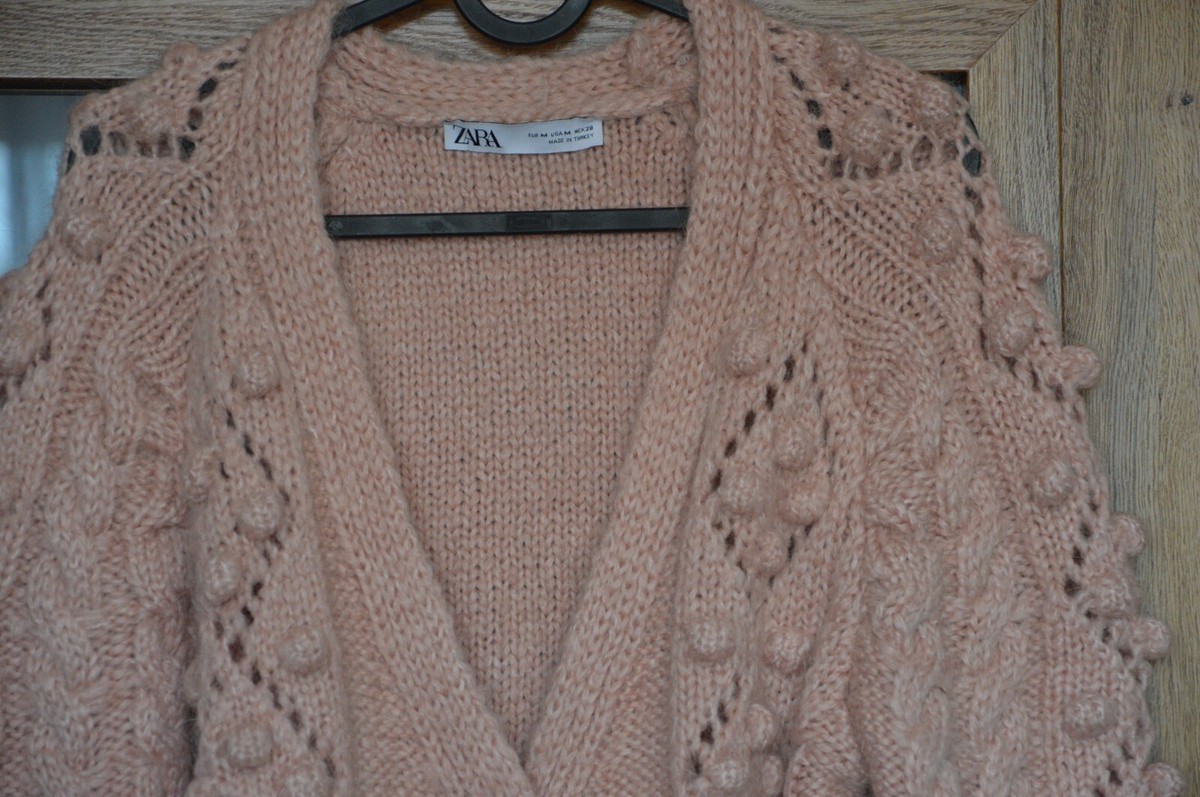 ZARA PINK TEXTURED WEAVE KNIT CARDIGAN JEWE LGEM CRYSTAL ZARA PINK TEXTURED WEAVE KNIT CARDIGAN JEWE LGEM CRYSTAL