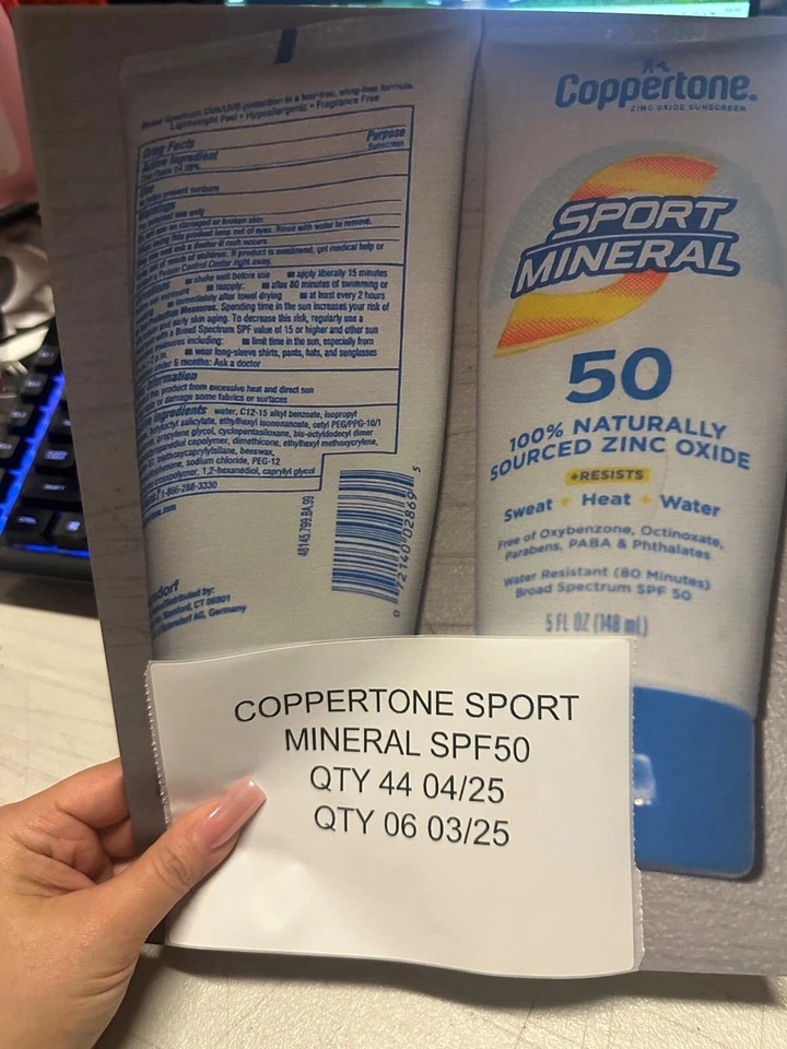 LOTE DE 50 protectores solares faciales Coppertone SPORT óxido de zinc mineral FPS 50 2,5 oz LEER Foto 2 de 2