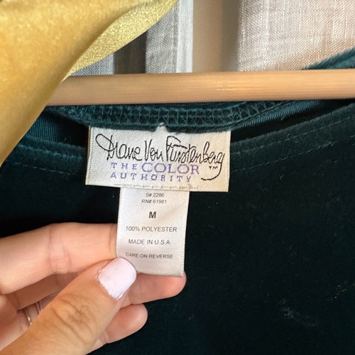 Vintage Diane von Furstenberg Lounge Set Damen MED grün Samt bestickt - Bild 5 von 9