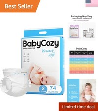 Bouncy Soft 12-18lb Newborn Diapers - 74 Count Velvet Feel for Sensitive Skin