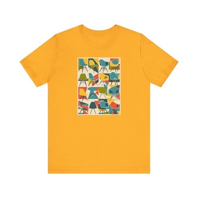 Mid-Century Chairs Pattern T-Shirt. Retro Abstract Furniture Print, Eames Era!!!