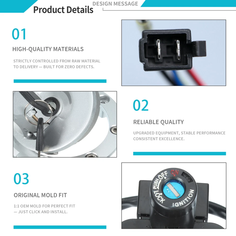 Ignition Switch Fuel Gas Cap Seat Lock Key Set Fit For 2013-2021 Honda CBR600RR - Image 3 of 4