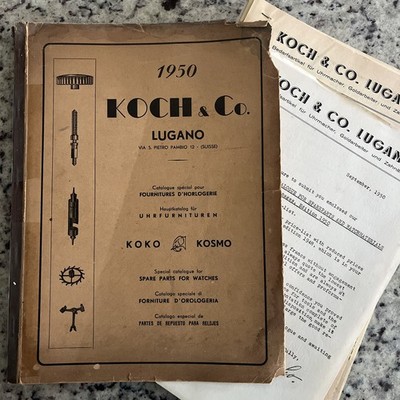 1950 KOCH & Co Swiss Watch & Clock Parts Catalog & Price Lists Zenith KOKO Azura