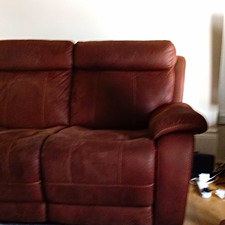 Brown Suede 2-Seater Recliner Sofa High Back Padded Arms Traditional