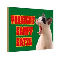 Holzschild 20X30 Cm Vorsicht Kampfkatze GrüN Warnschild Hinweisschild Deko Gesch