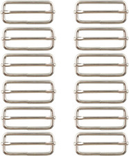 12PCS 2Inch Metal Tri-Glide Slide Buckles, Rectangle Adjustable Webbing