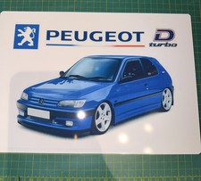 Peugeot 306 D turbo Miami Blue, Metal Sign, Garage, Man Cave, Office