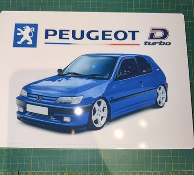 Peugeot 306 D Turbo Miami Blau, Blechschild, Garage, Man Cave, Büro